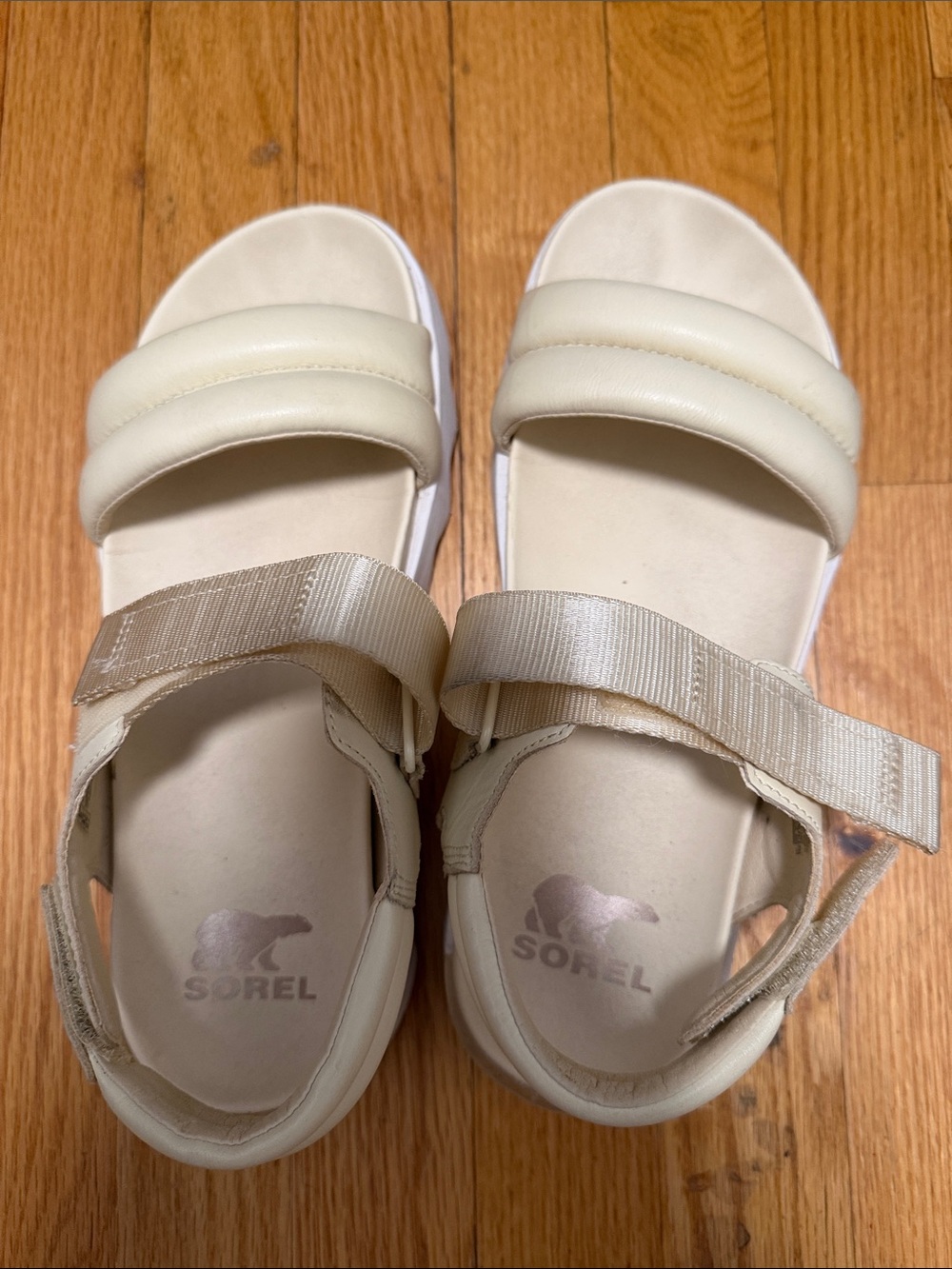 Sorel Cream Padded Strap Lug Sole Sandals